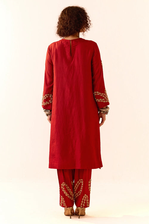 Maroon Silk Kurta Set