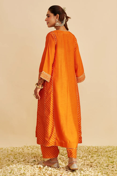 Esra Orange Long Chauga with Salwar