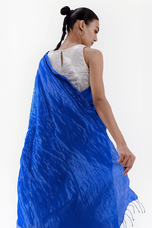 Palla Metallic Blue Handsfree Saree