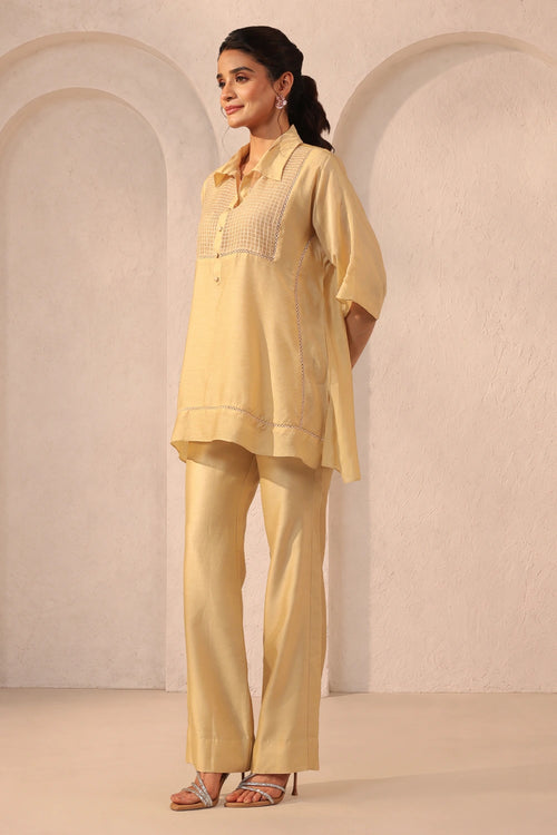 Vaayu Beige Collar Co-ord Set