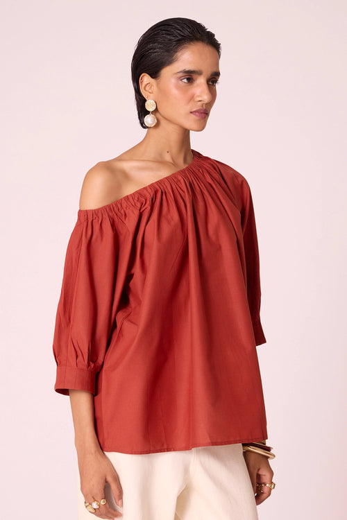 Dina Rust Off Shoulder Top