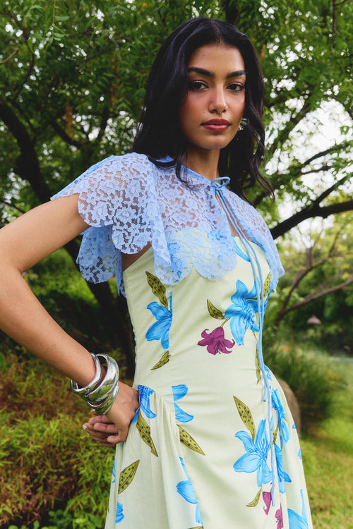 Blue Lily with Cape Dress