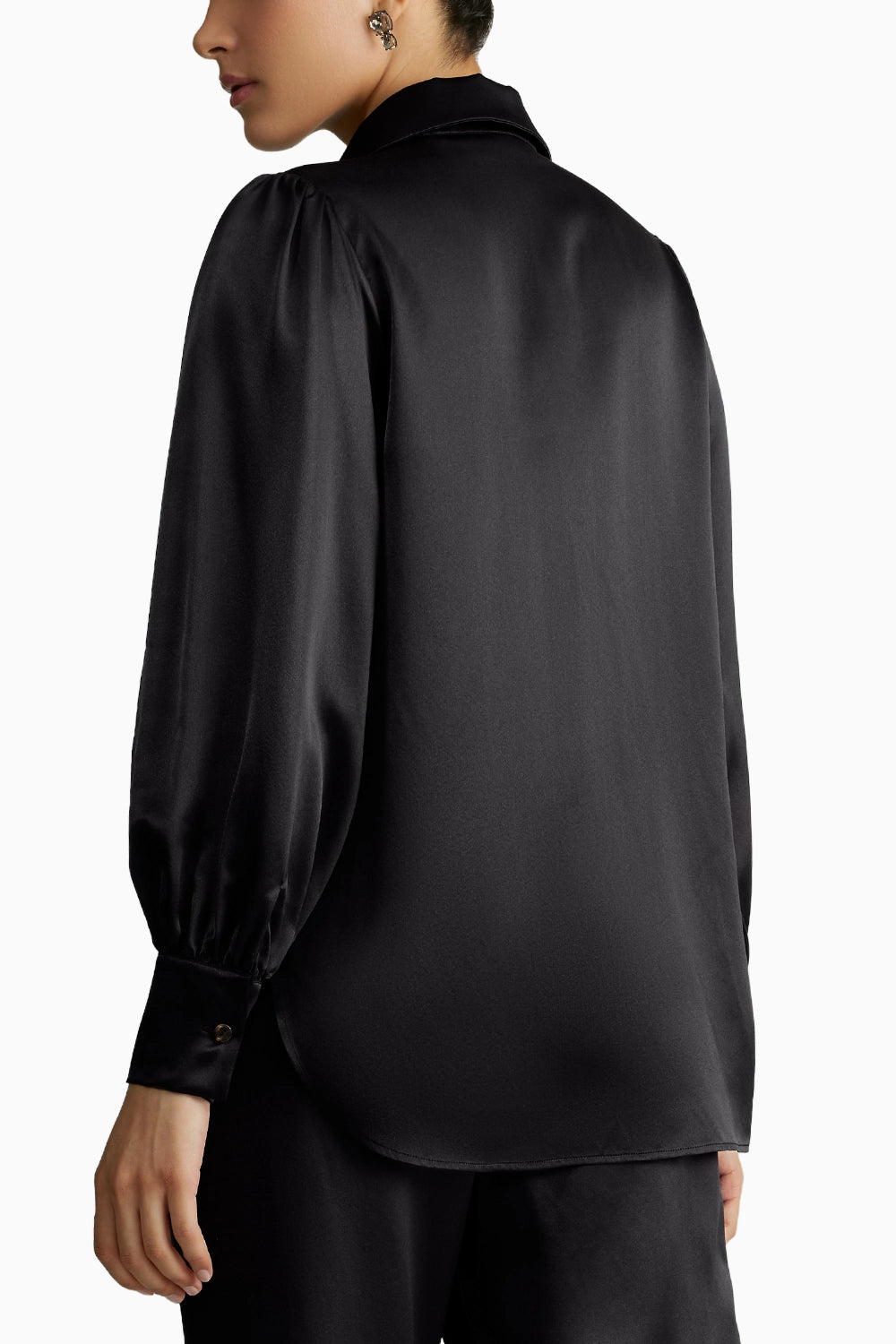 Black Silk Bishop Sleeved Shirt