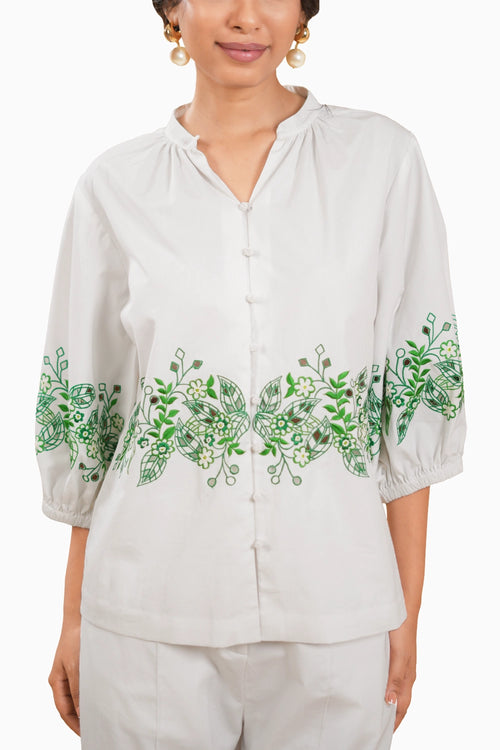 Wild Flower Cotton Embrodered Blouse