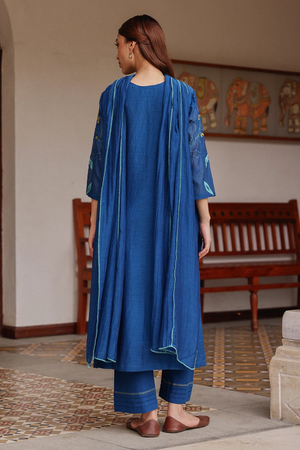 Indigo Bloom Cotton Kurta Set