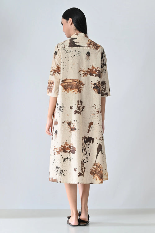 Sandstone Beige Echo Printed Dress