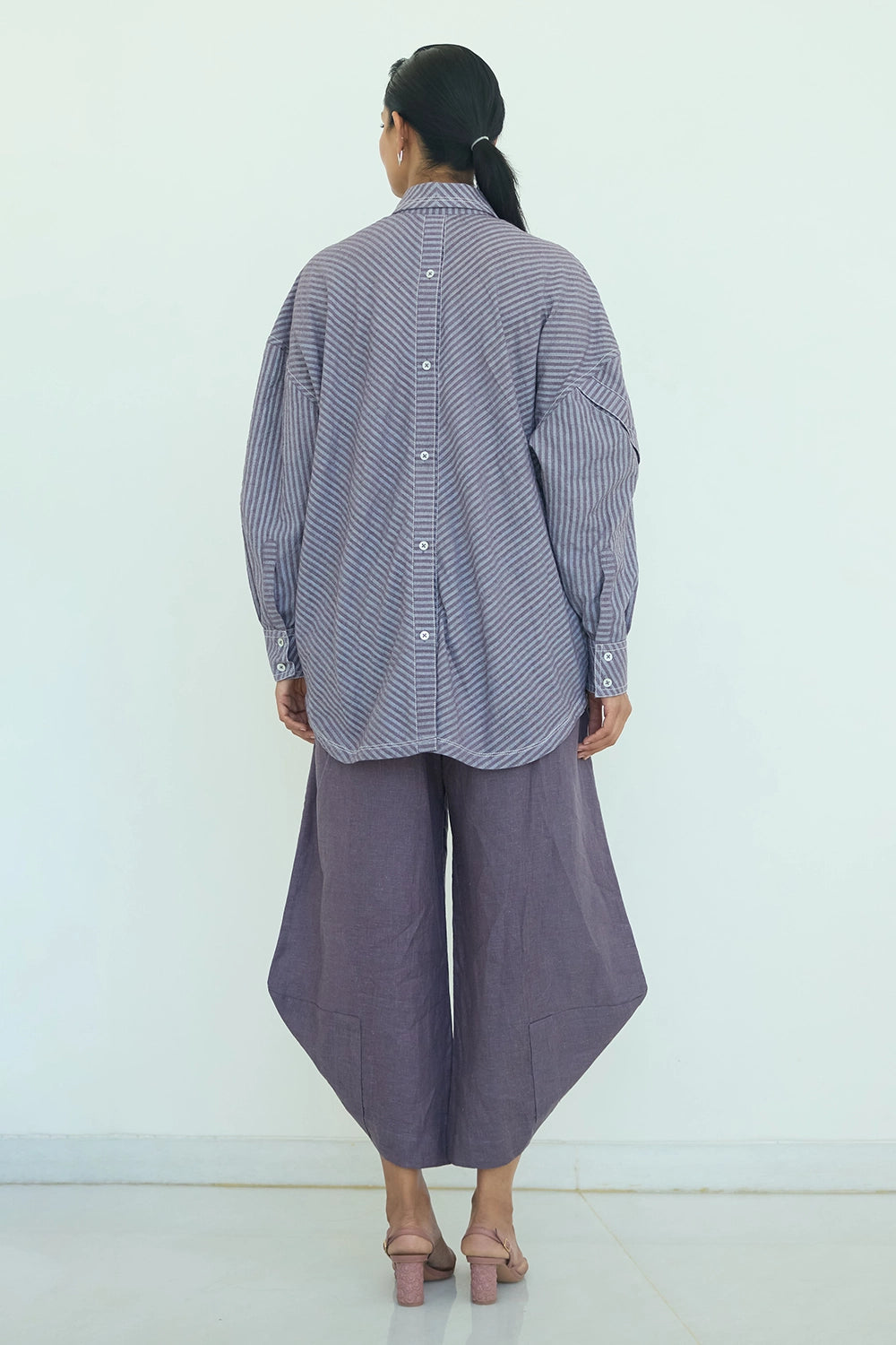 Kelly Bias Back Button Shirt With Lia Elasticated Cross Fall Pants