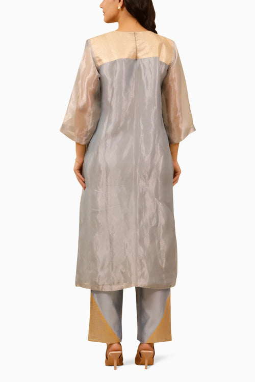 Chamak Blue Shoulder Patch Kurta Co-ord Set