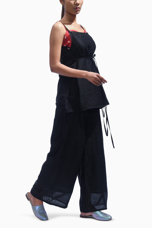 Strappy Black Chanderi Co-ord Set