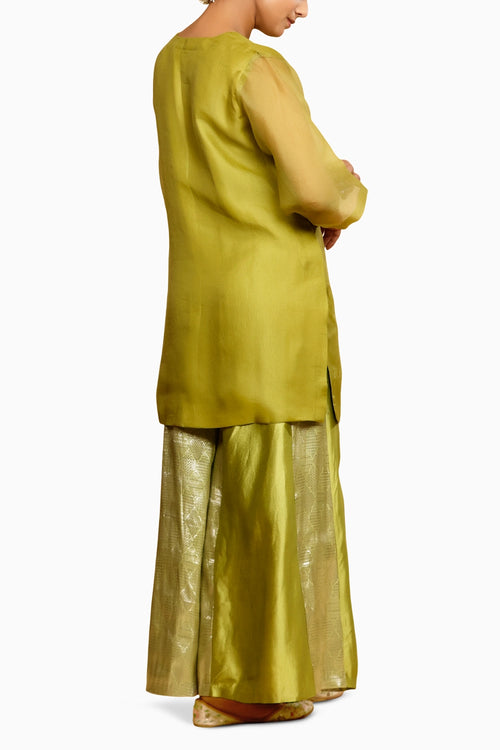 Sehej Green V-Neck Kurta Set
