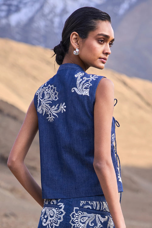 Embroidered Sleeveless Top