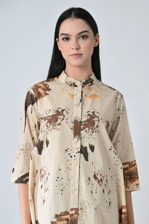 Sandstone Beige Echo Printed Dress