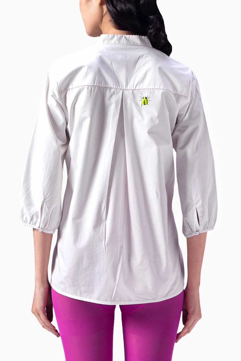 Takashi White Bettle Embroidery Top