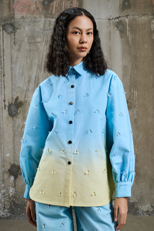 Soft Horizon Shirt With Embroidered Trousers