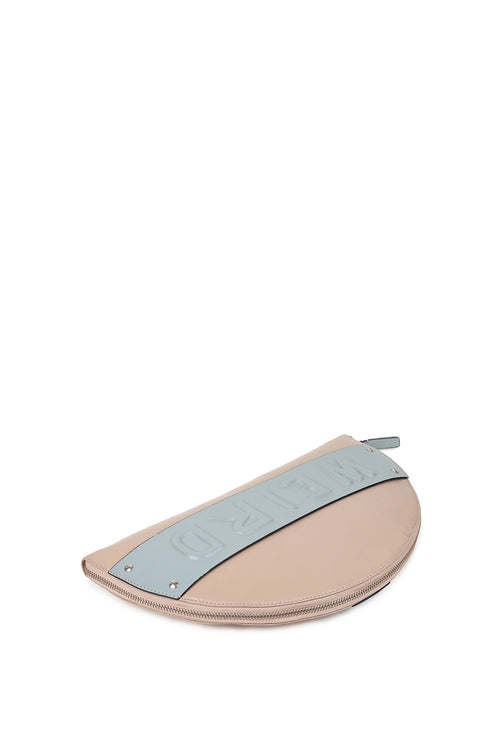 Lussa Beige Sky Blue Half Moon Clutch Bag