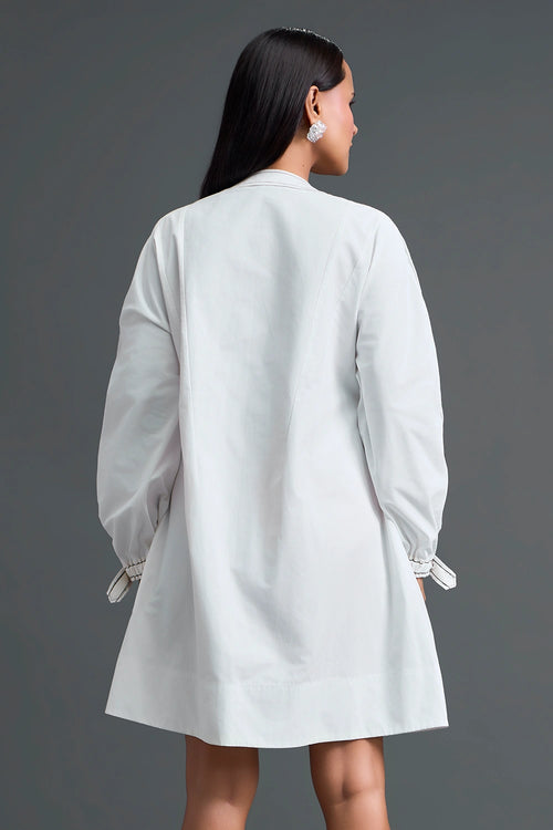 White Floral Patch Pocket Dress
