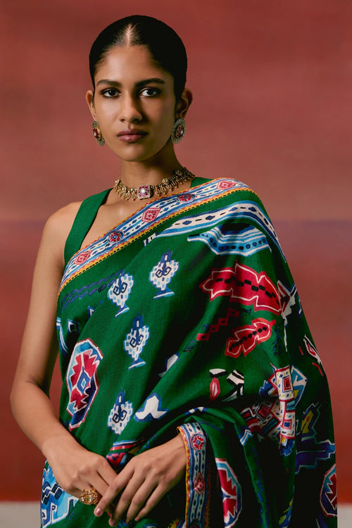 Emerald Aztec Saree