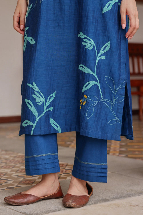Indigo Bloom Cotton Kurta Set