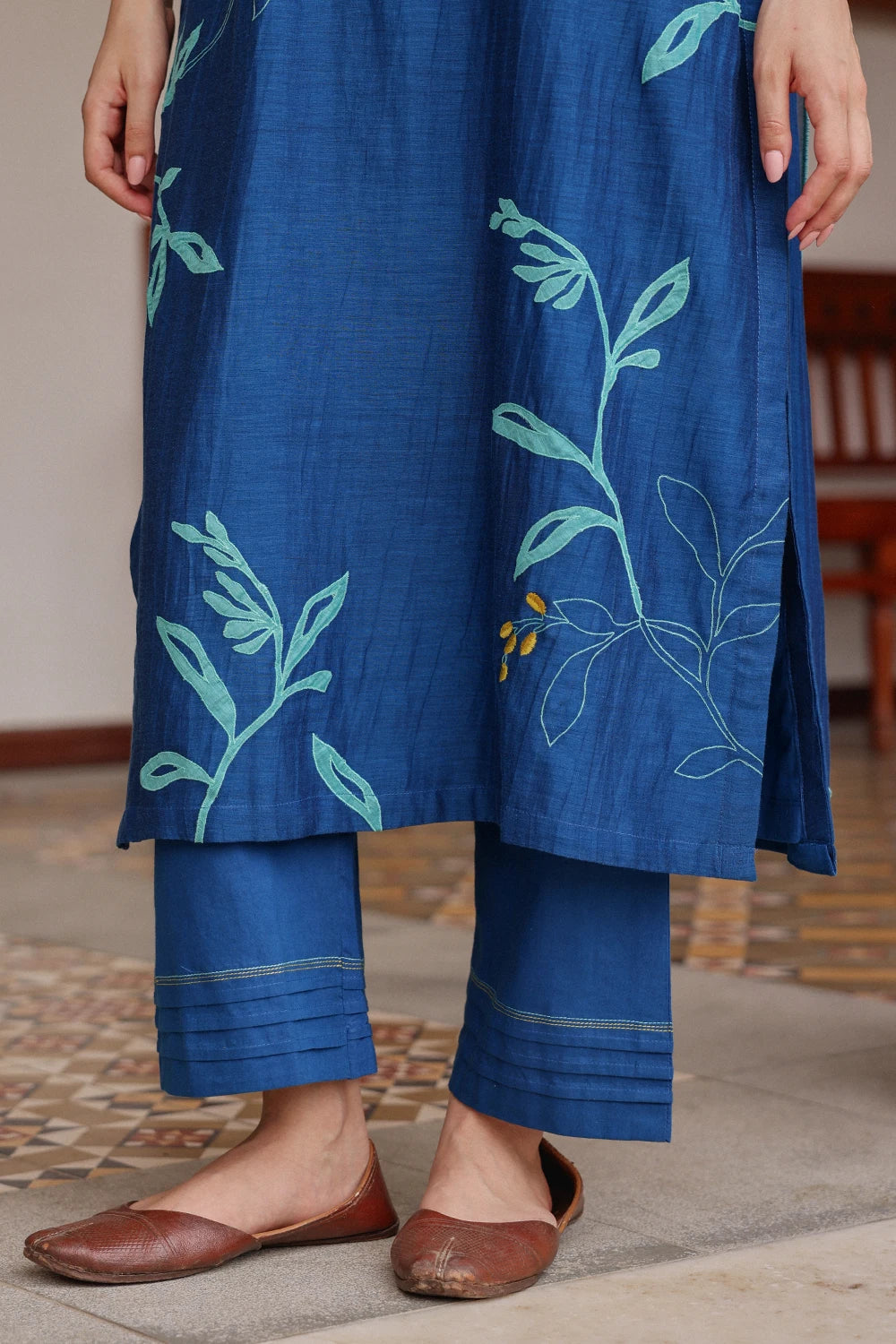 Indigo Bloom Cotton Kurta Set