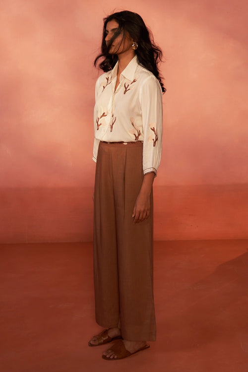 Tulip Tip Toe White and Brown Co-ord Set
