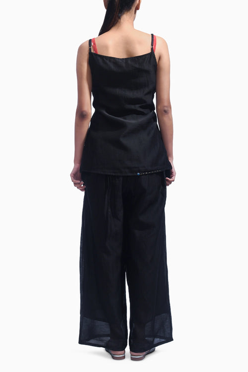 Strappy Black Chanderi Co-ord Set