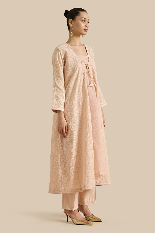 Kalidar Jacket Crafted With Chikankari Threadwork