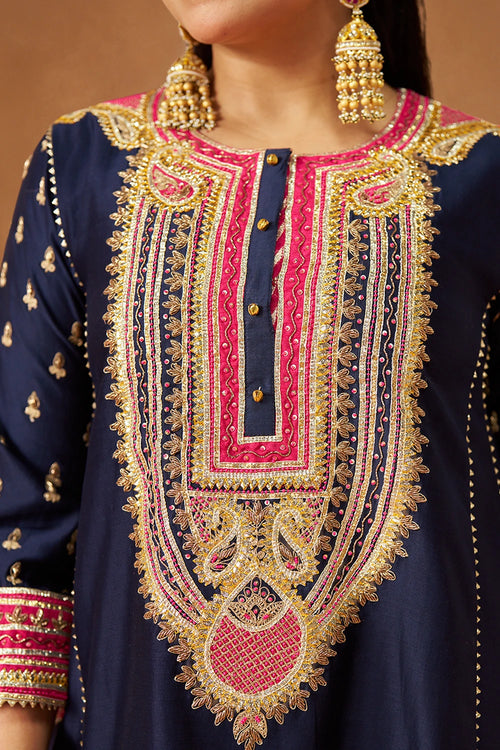 Riva Deep Blue Chauga with Salwar