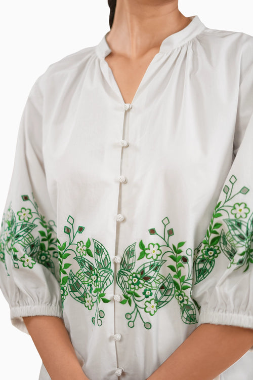 Wild Flower Cotton Embrodered Blouse