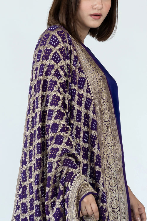 Deep Purple Ombre Kurta With Dupatta