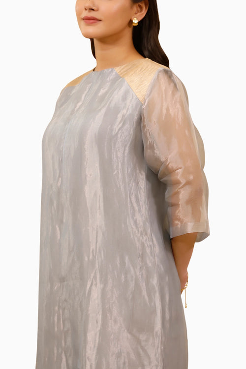 Chamak Blue Shoulder Patch Kurta Co-ord Set