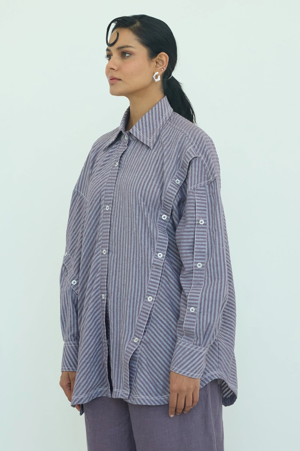 Kelly Bias Back Button Shirt With Lia Elasticated Cross Fall Pants