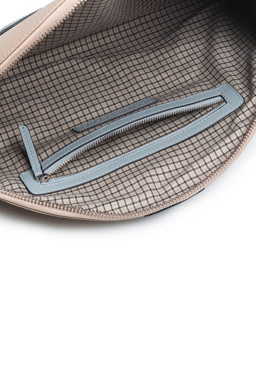 Lussa Beige Sky Blue Half Moon Clutch Bag