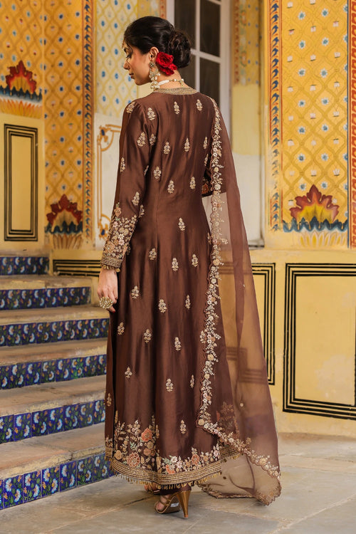 Ahista Brown Jacket Anarkali Set