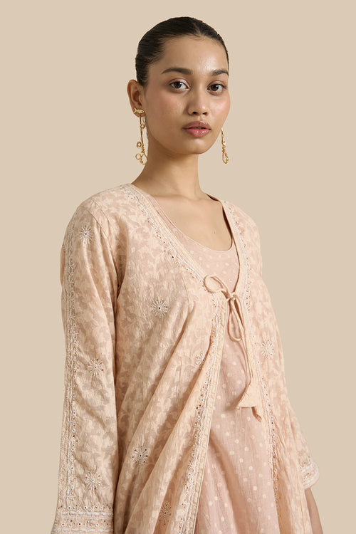 Kalidar Jacket Crafted With Chikankari Threadwork