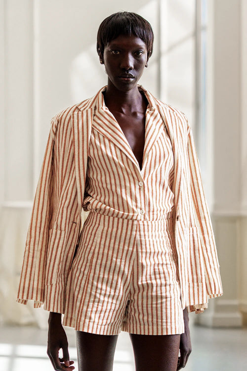 Brown Stripes Shorts