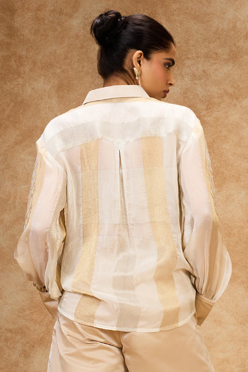Ivory Gold Striped Shirt