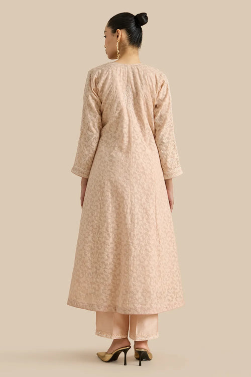 Kalidar Jacket Crafted With Chikankari Threadwork
