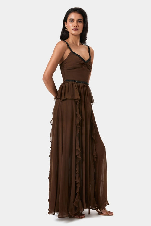 Embellished Ruffle Gown
