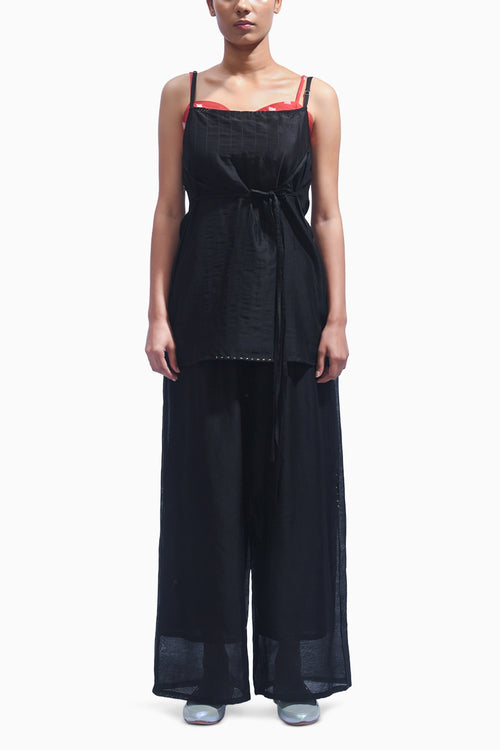 Strappy Black Chanderi Co-ord Set