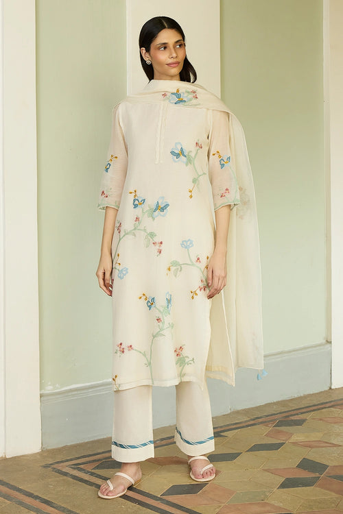 Ivory Applique Kurta Set