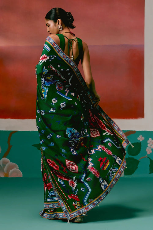 Emerald Aztec Saree