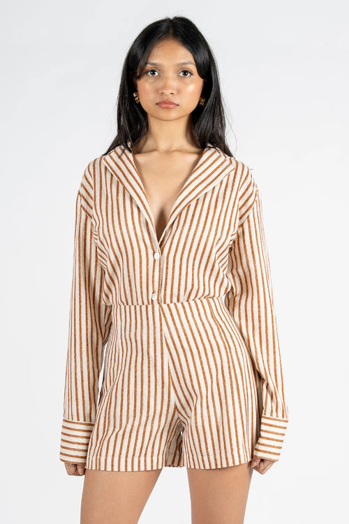 Brown Stripes Lapel shirt