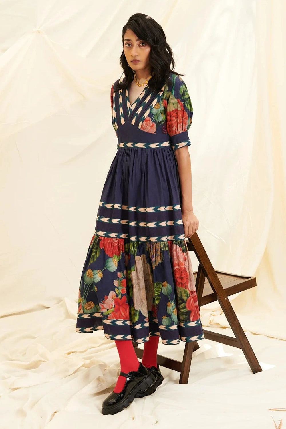 Poppy Bloom Stripe Dress