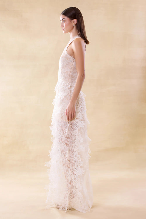 Lace Whisper Asymmetric Dress