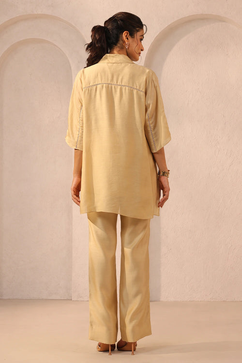 Vaayu Beige Collar Co-ord Set