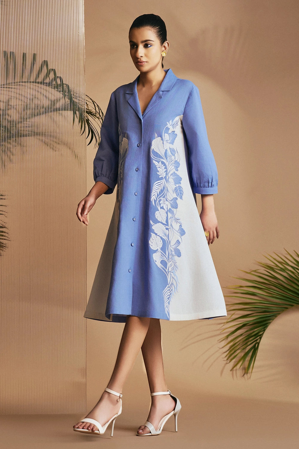 Blue Petal Safari A-Line Dress
