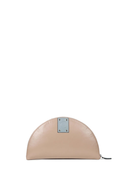 Lussa Beige Sky Blue Half Moon Clutch Bag