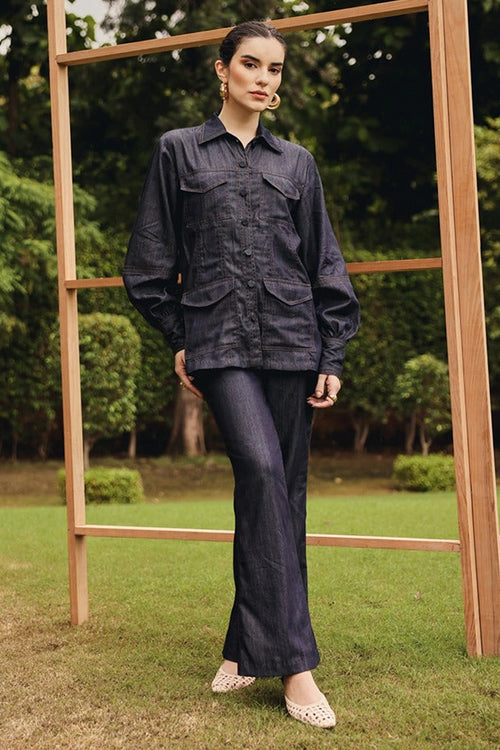 Texas Denim Shirt with Pants and Buckle Belt