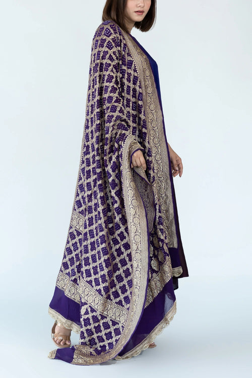 Deep Purple Ombre Kurta With Dupatta