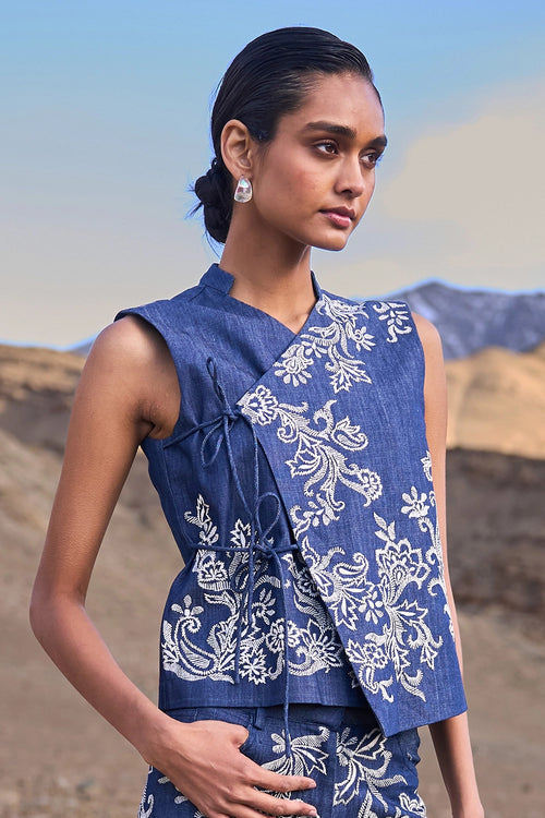 Embroidered Sleeveless Top
